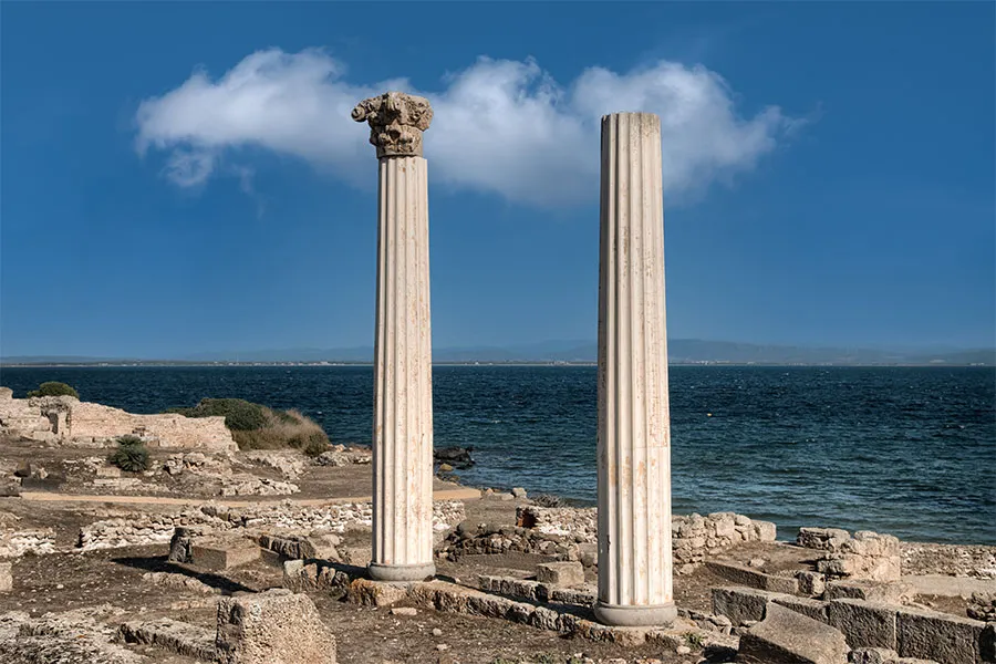 Two reconstructed columns at the Tetrastyle Temple.